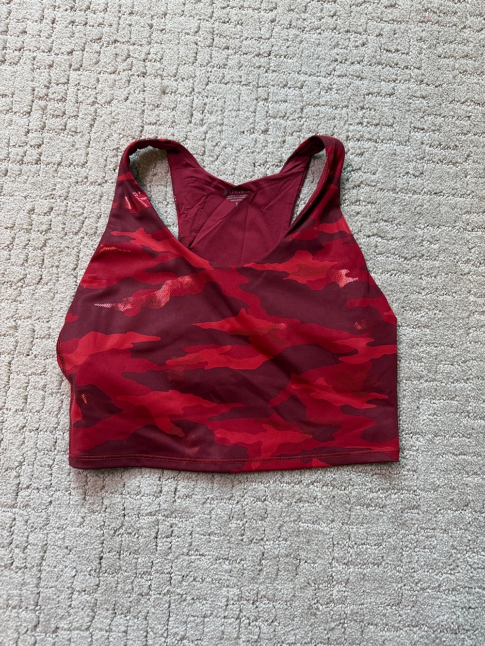 Athleta Red Camo Racerback  shelf Sports Bra crop
